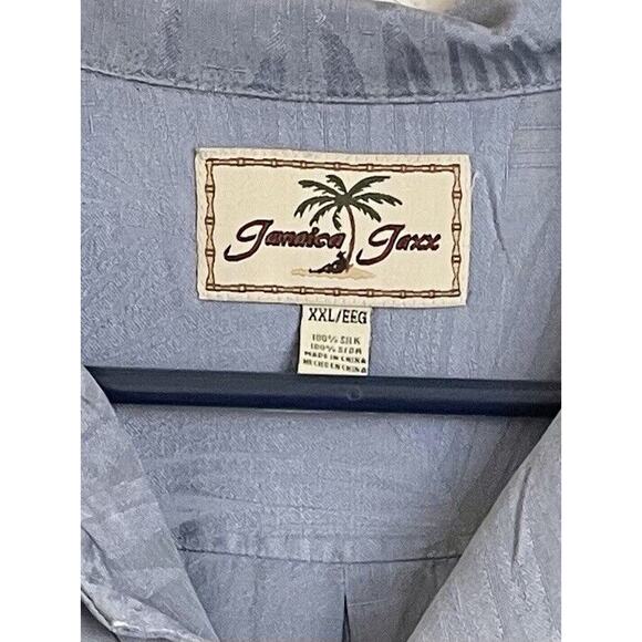 Jamaica Jaxx Mens XXL Blue Button Down Shirt Hawaiian 100% Silk Pre-owned - Picture 4 of 9